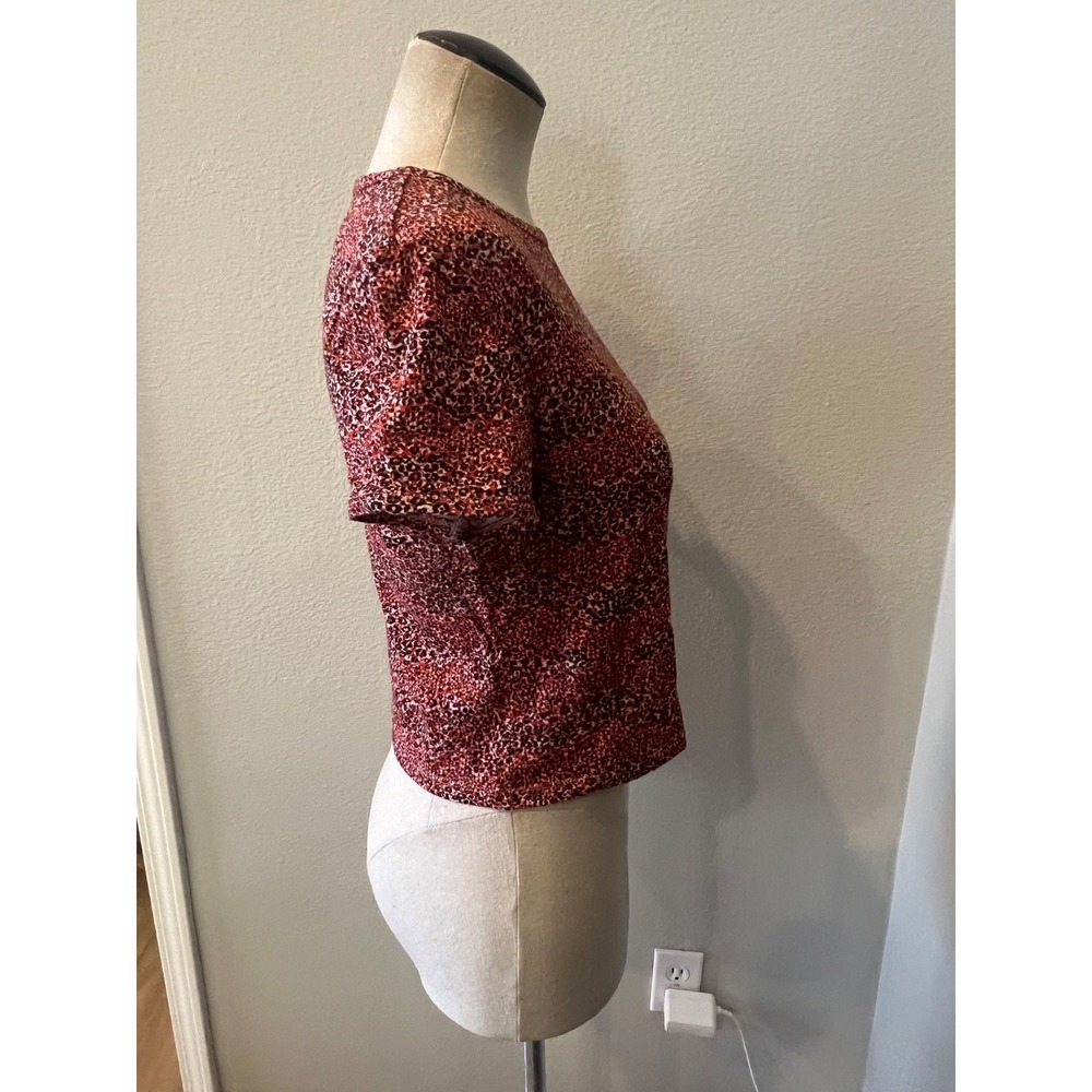 Topshop Red Animal Print T-Shirt Women's US 10 UK 14 Short Sleeve Cotton Tee - Picture 3 of 6